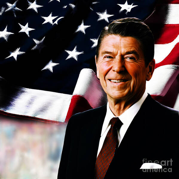 Canvas Print Art Print featuring the painting President Ronald Reagan by Gull G