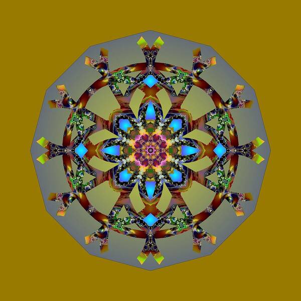 Mandala Art Print featuring the digital art Psychedelic Mandala 010 B by Larry Capra