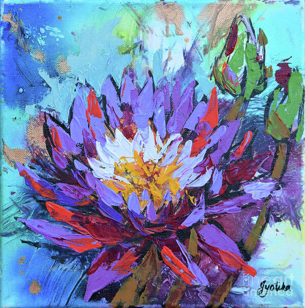 Flowers Art Print featuring the painting Purple Lotus by Jyotika Shroff