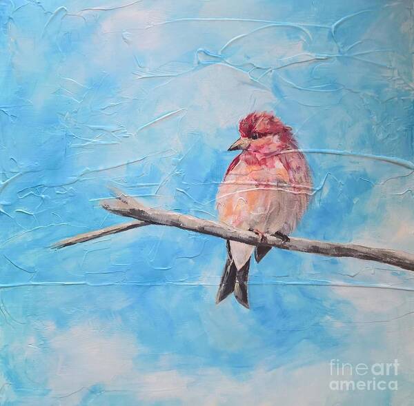 Acrylic Painting Art Print featuring the painting Purple Finch by Lisa Dionne