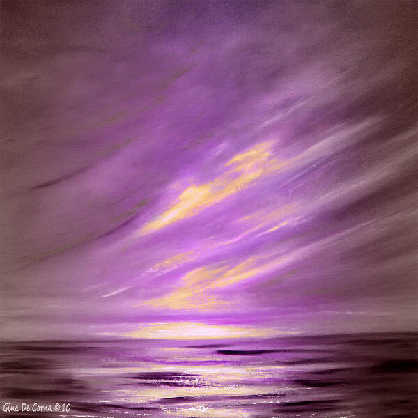 Sunset Art Print featuring the painting Purple Sunset by Gina De Gorna