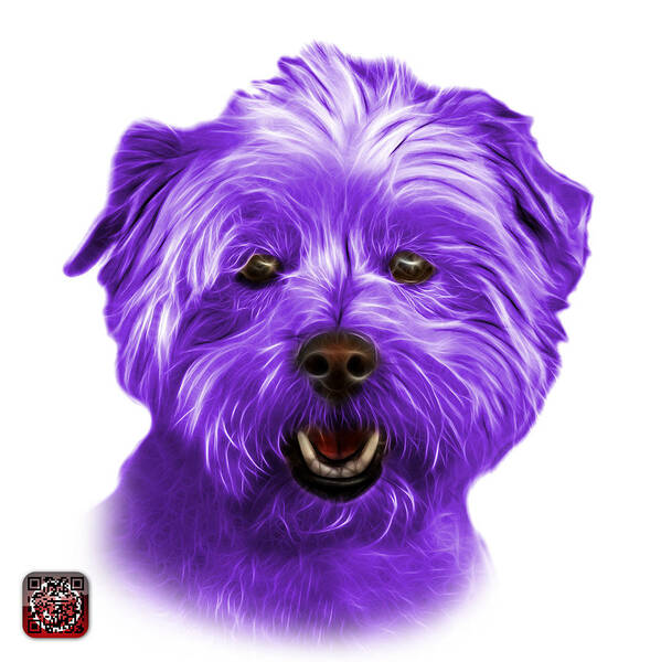 Westie Dog Art Print featuring the mixed media Purple West Highland Terrier Mix - 8674 - WB by James Ahn