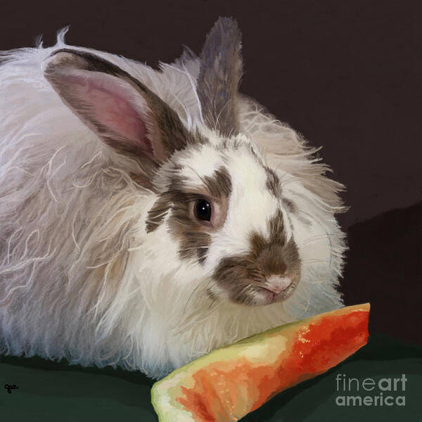 Rabbit Art Print featuring the painting Rabbit Show Pet by Jackie Case