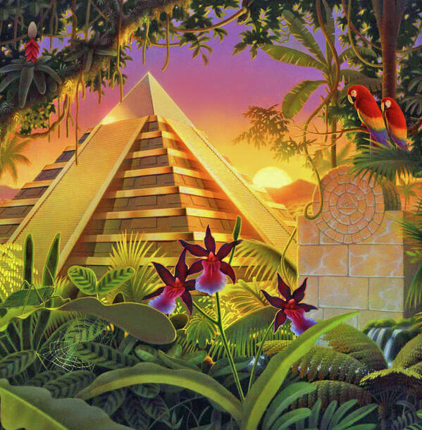 Rain Forest Art Print featuring the painting Rain Forest Pyramid by Robin Moline