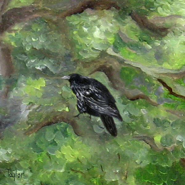 Raven Art Print featuring the painting Raven in the Om Tree by FT McKinstry