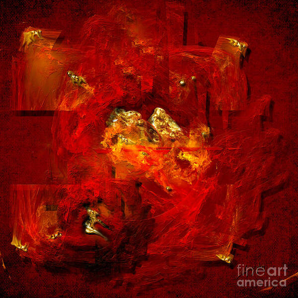 Abstract Art Print featuring the painting Red and gold by Alexa Szlavics