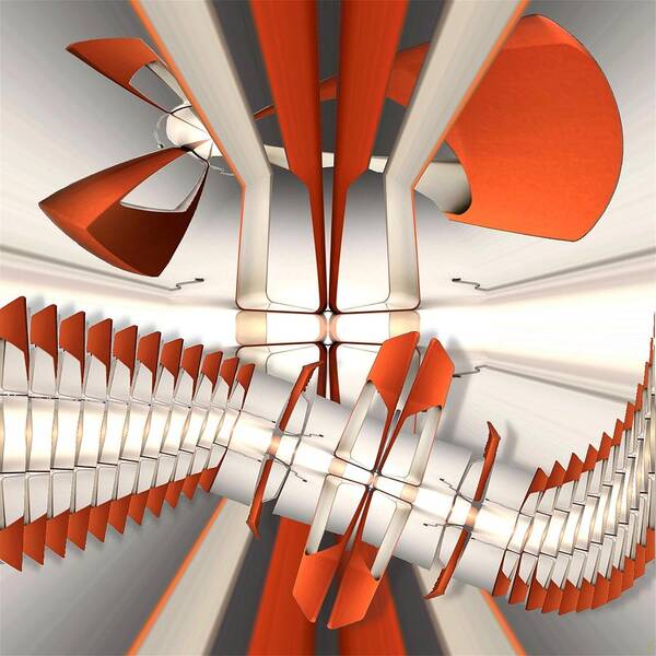 Abstract Art Print featuring the digital art Red Blades by Ronald Bissett