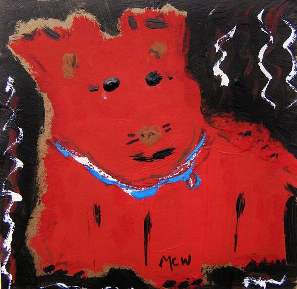 Dog Art Print featuring the painting Red Fellow by Mary Carol Williams