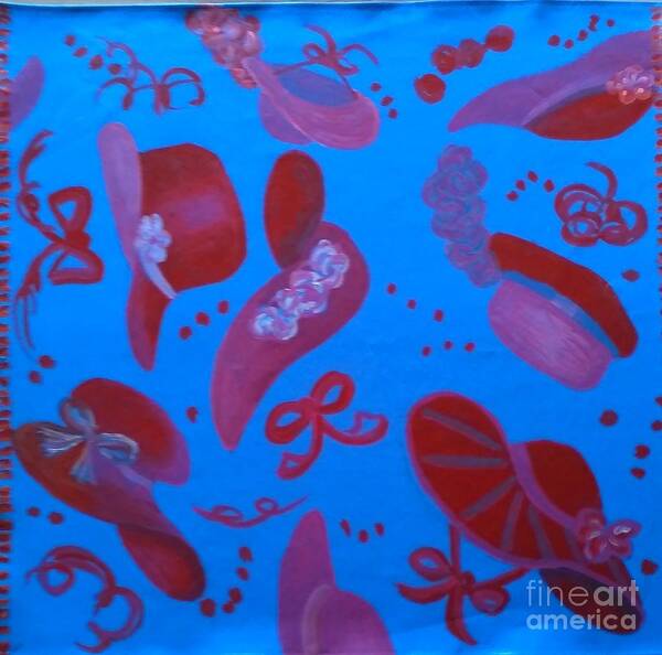 Purple Art Print featuring the painting Red Hat Floor Cloth by Judith Espinoza