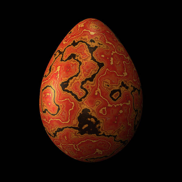 Series Art Print featuring the digital art Red Marbled Easter Egg by Hakon Soreide