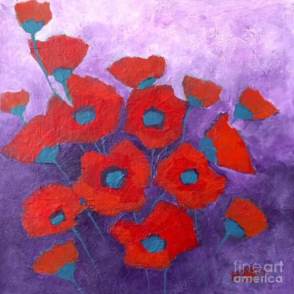 Nature Art Print featuring the painting Red on purple by Wonju Hulse