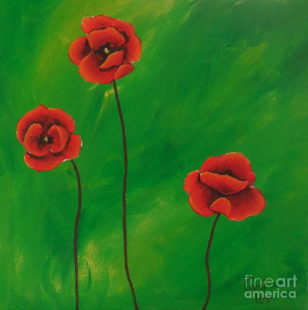 Red Poppies Art Print featuring the painting Red Poppies by Cami Lee