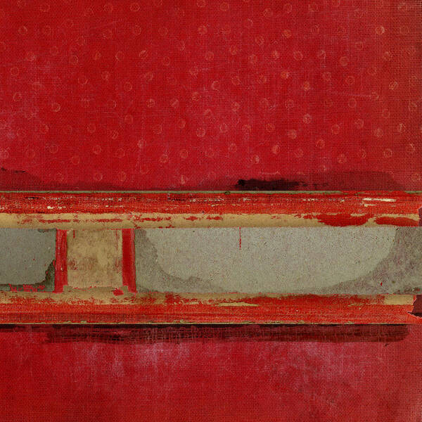 Red Art Print featuring the mixed media Red Riley Collage Square 3 by Carol Leigh