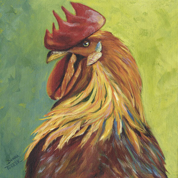 Rooster Art Print featuring the painting Red Rooster Portrait by Donna Tucker