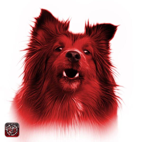 Sheltie Art Print featuring the painting Red Sheltie Dog Art 0207 - WB by James Ahn