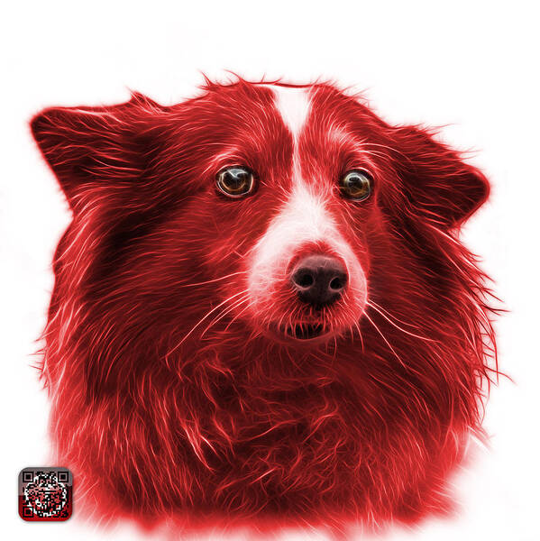 Sheltie Art Print featuring the mixed media Red Shetland Sheepdog Dog Art 9973 - WB by James Ahn