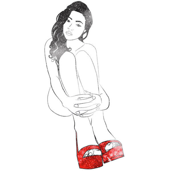 Woman Art Print featuring the digital art Red Shoes by Stevyn Llewellyn