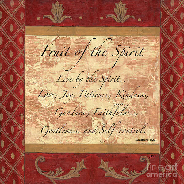 Fruit Of The Spirit Art Print featuring the painting Red Traditional Fruit of the Spirit by Debbie DeWitt