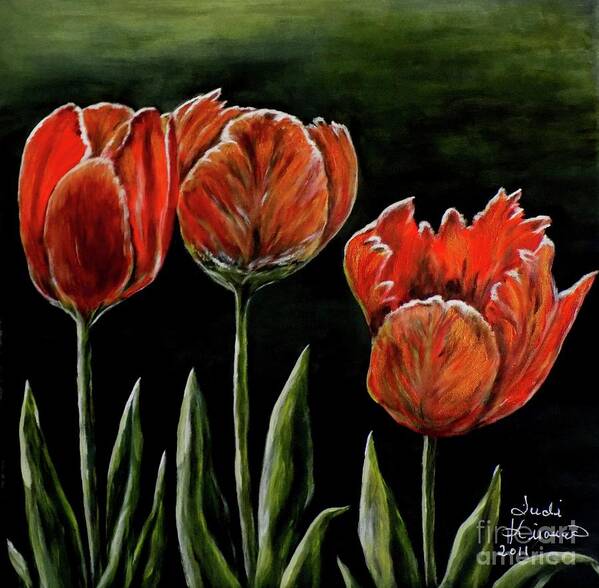 Red Flowers Art Print featuring the photograph Red Tulips by Judy Kirouac