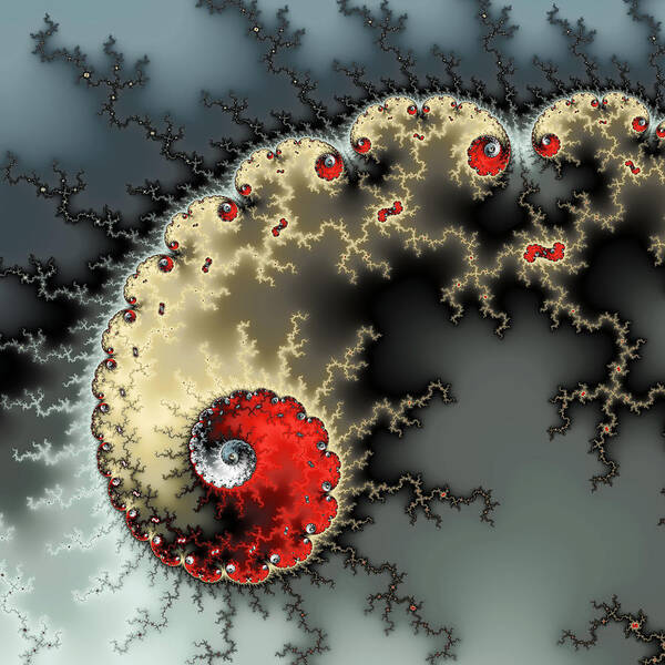 Fractal Art Print featuring the photograph Red yellow grey and black - amazing mandelbrot fractal by Matthias Hauser