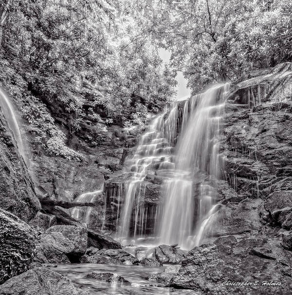 Christopher Holmes Photography Art Print featuring the photograph Rocky Falls - BW by Christopher Holmes