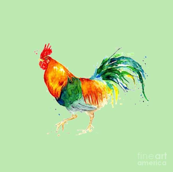 Roosters Art Print featuring the painting Rooster #1 by Herb Strobino