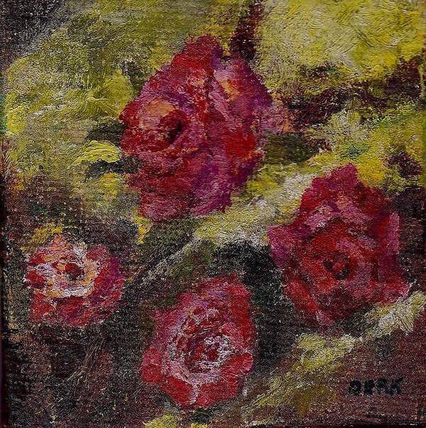 Roses Art Print featuring the painting Roses Emerging by Deborah D Russo