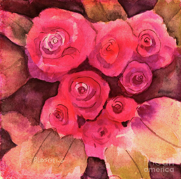 Face Mask Art Print featuring the painting Roses Nocturne by Lois Blasberg