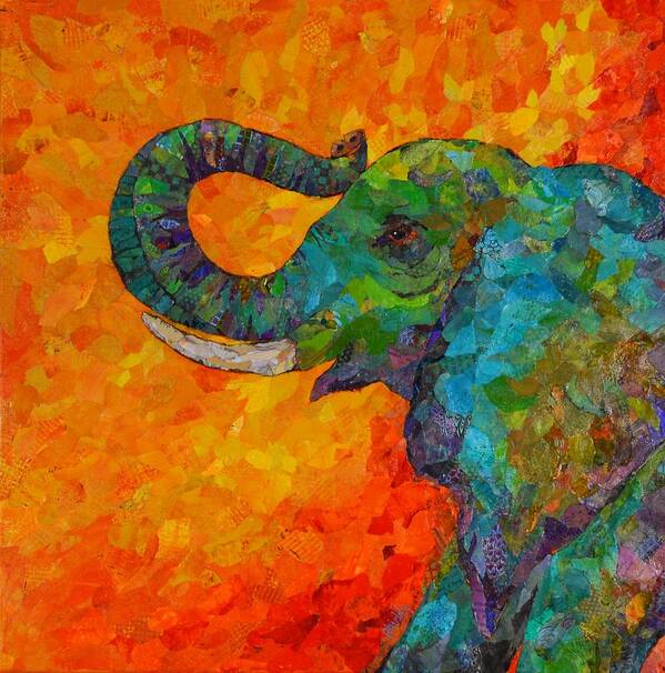 Elephant Art Print featuring the painting Rosy the Elephant by Phiddy Webb