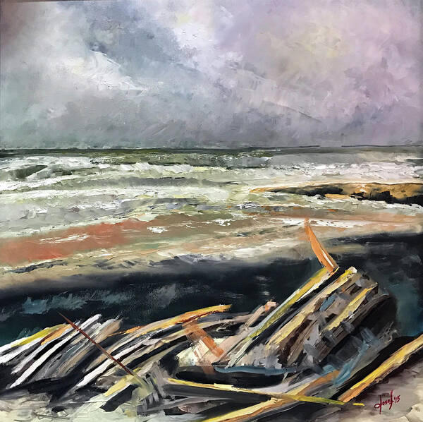 Theartistjosef Art Print featuring the painting Rehoboth Nor'easter by Josef Kelly