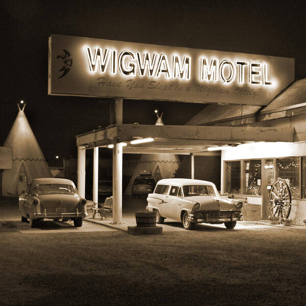 Tee Pee Art Print featuring the photograph Route 66 - Wigwam Motel by Mike McGlothlen