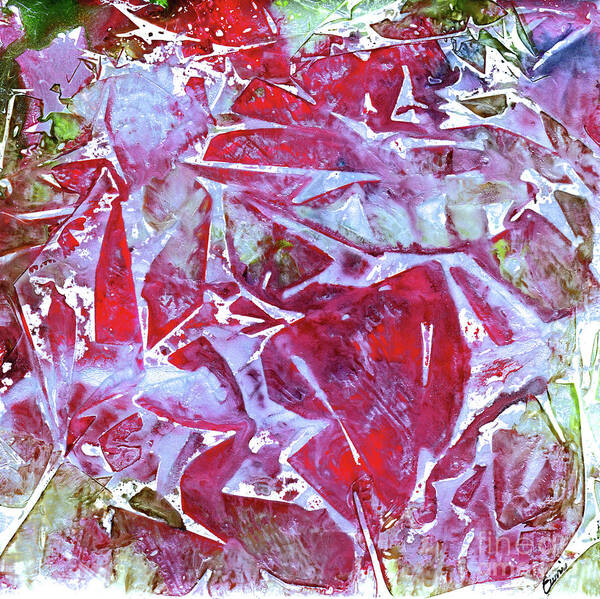 Abstract Art Print featuring the painting Rubies and Diamonds by Eunice Warfel