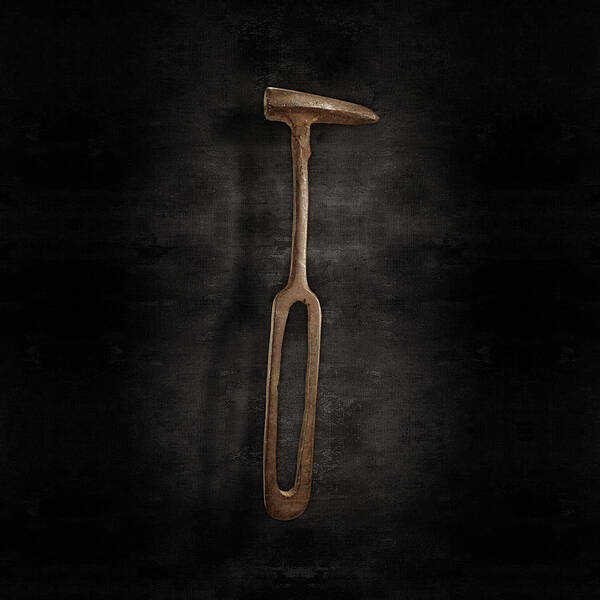 Antique Art Print featuring the photograph Rustic Hammer on Black by YoPedro
