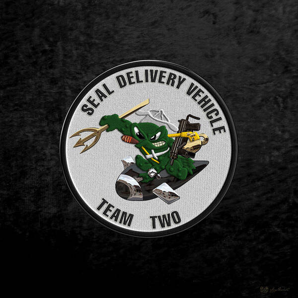 'military Insignia & Heraldry - Nswc' Collection By Serge Averbukh Art Print featuring the digital art S E A L Delivery Vehicle Team Two - S D V T 2 Patch over Black Velvet by Serge Averbukh