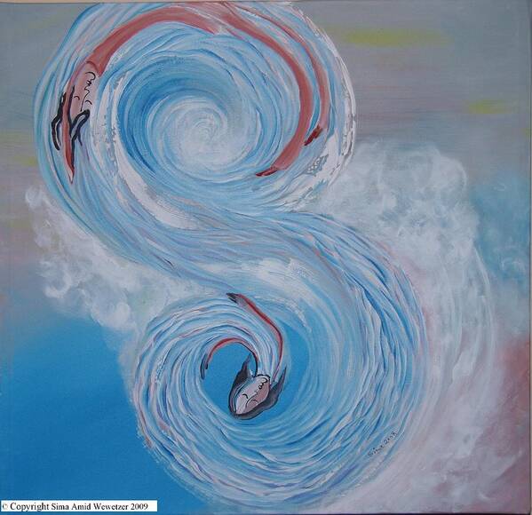 Waves Art Print featuring the painting S Waves by Sima Amid Wewetzer