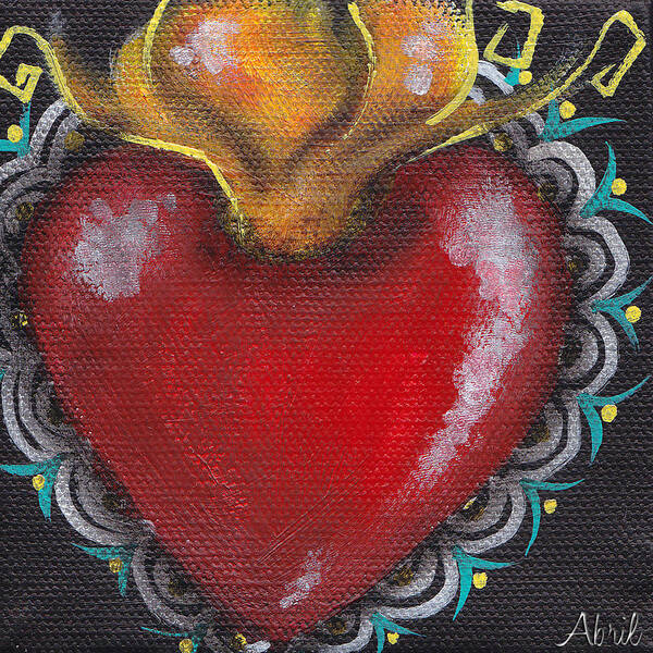 Sacred Heart Art Print featuring the painting Sagrado Corazon 1 by Abril Andrade
