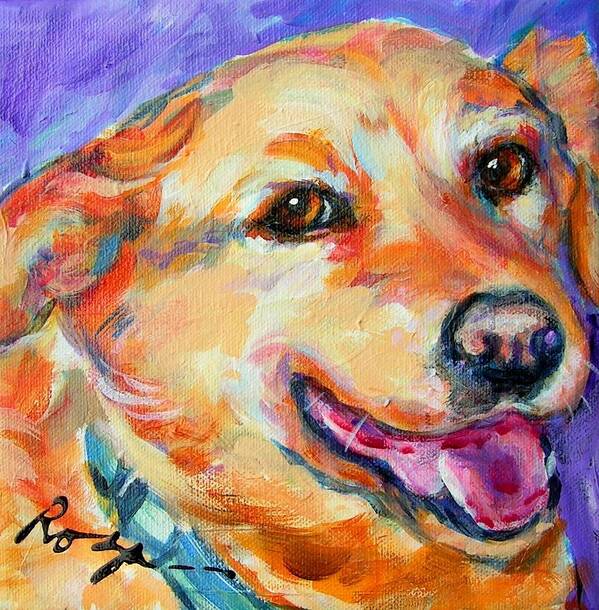 Portrait Of Yellow Labrador Dog Art Print featuring the painting Sahara by Judy Rogan