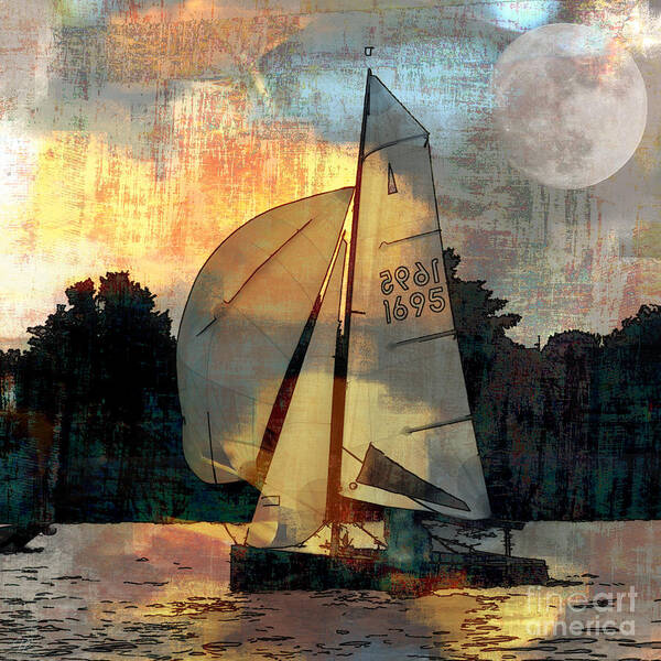 Manipulated Art Print featuring the photograph Sailing into the Sunset by LemonArt Photography