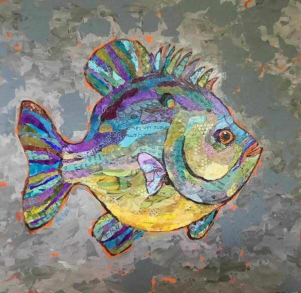 Fish Art Print featuring the painting Sally Sunfish by Phiddy Webb