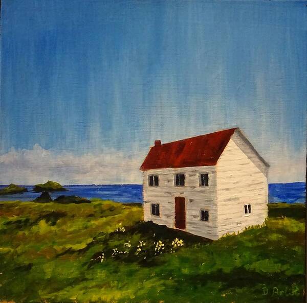 Newfoundland Art Print featuring the painting Saltbox House by Diane Arlitt