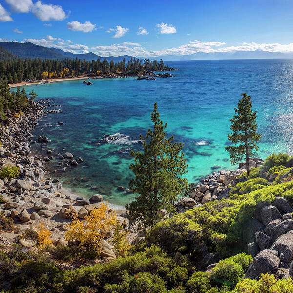 Sand Harbor Art Print featuring the photograph Sand Harbor Lookout by Brad Scott - Square by Brad Scott