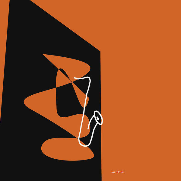 Jazzdabri Art Print featuring the digital art Saxophone in Orange by David Bridburg