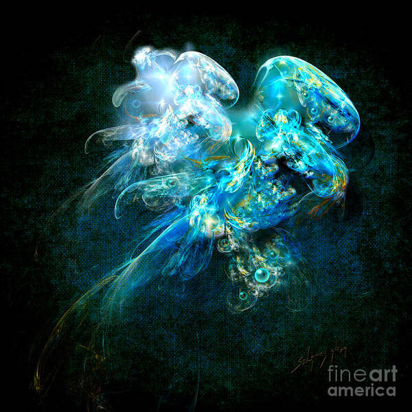 Sea Art Print featuring the painting Sea jellyfish by Alexa Szlavics