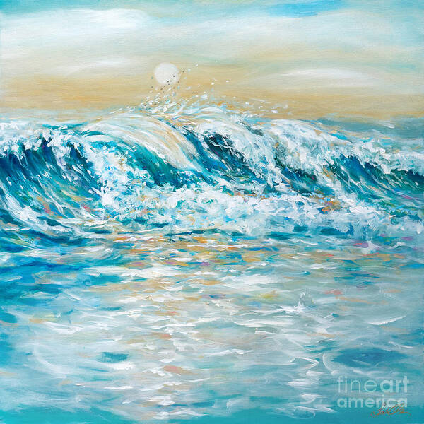 Wave Art Print featuring the painting Sea Spray by Linda Olsen