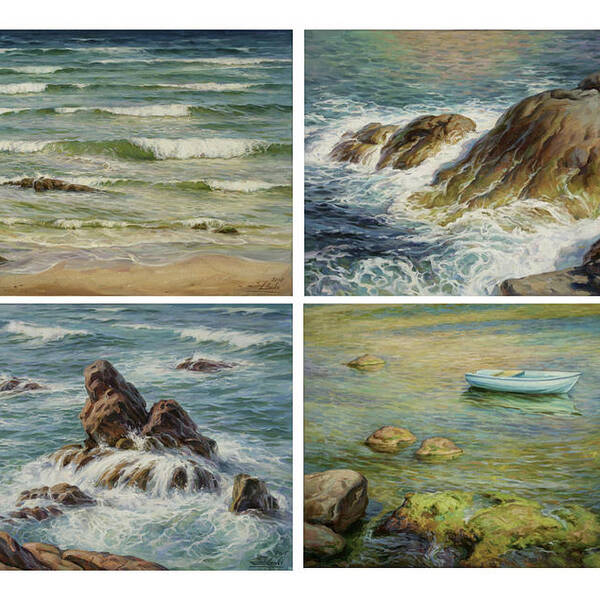 Seascape Art Print featuring the painting Sea Symphony. Part 1,2,3,4. by Serguei Zlenko