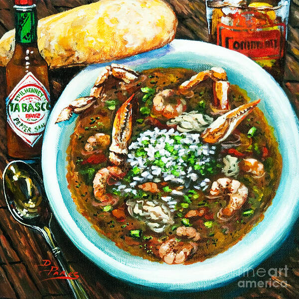 New Orleans Food Art Print featuring the painting Seafood Gumbo by Dianne Parks