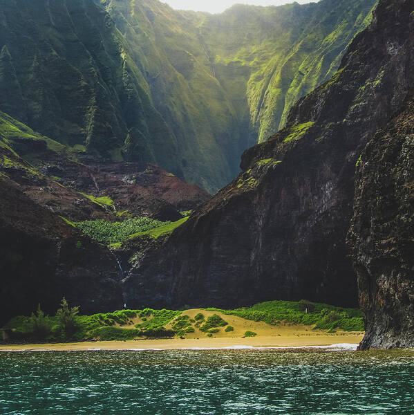Aerial Art Print featuring the photograph Secluded Kalalau Beach by Andy Konieczny