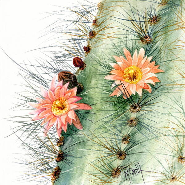 Senita Cactus Art Print featuring the painting Senita Cactus by Marilyn Smith