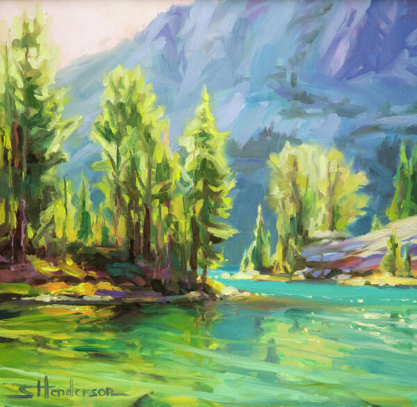 Lake Art Print featuring the painting Shades of Turquoise by Steve Henderson