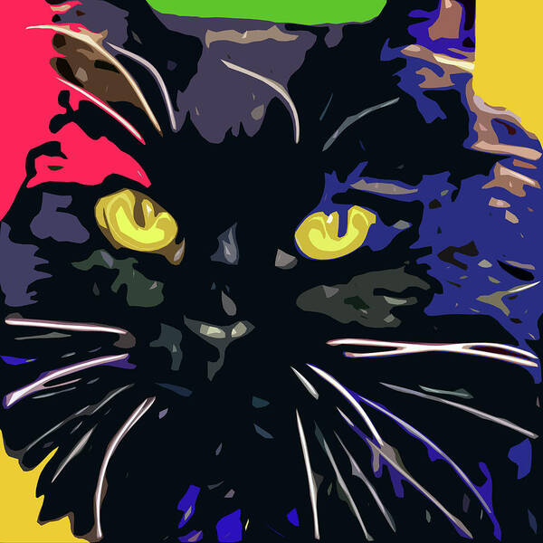 Cat Art Print featuring the digital art Shadow Cat by David G Paul